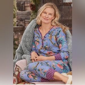 Sundance Chartreuse Tapestry thermal pijama set holidays cozy casual size Small